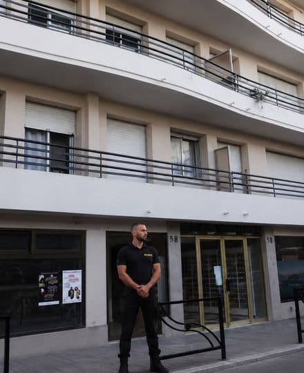 Agent MSCP en poste devant une résidence privée